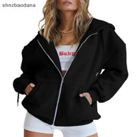 [Shnzaa] Áo Hoodie dài tay mùa thu Áo khoác lông cừu cỡ lớn có túi FSSG