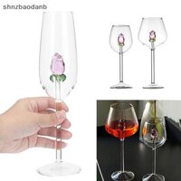 [Shnzff] Sáng Tạo 3D Thủy Tinh Hồng Hoa Hồng Tích Hợp Màu Đỏ Trắng Rượu Ly Drinkware Cốc Champagne Sáo Hộ Gia Đình Đáng Yêu Valentine Quà Tặng YBUI