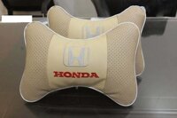 SHOK Combo bộ 2 gối tựa đầu bọc da thêu logo hãng xe HONDA thiết kế 3D