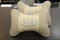 SHOK Combo bộ 2 gối tựa đầu bọc da thêu logo hãng xe KIA thiết kế 3D