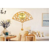 shop anh toàn Đồng Hồ Treo Tường Trang Trí Phòng Khách - Đồng hồ treo tường hình quạt vàng