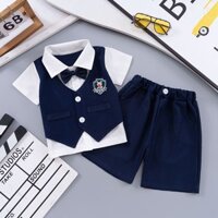 Shop Áo Vest Trẻ Em Tay Ngắn Giả Hai Mảnh Top 2024 Bộ Đồ Hai Mảnh Bé Trai Một Tuổi Đầm Bé Trai Đẹp Trai Trang Phục Trình Diễn Bé Trai 0324
