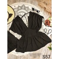 [Shop bigsize nữ 50kg-90kg] Set áo cổ V tay rút + short - mặc đi chơi, đi tiệc