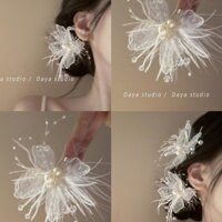 Shop Butterfly Elf ~ Thần Khí Siêu Tiên Lông Vũ Ngọc Trai Gạc Bướm Nổ Kẹp Phụ Kiện Tóc 3.27