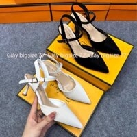 Shop giày cao gót nữ ngoại cỡ, size nhỏ, mẫu 7p nhọn loe bít mũi hậu hở có khóa cài ic size 32_45