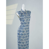 Shop Hàng Ngày Đơn Giản Thanh Lịch Văn Học Retro Xanh Phương Pháp Cổ Sườn Xám 2025 Phong Cách Trẻ Trung Mỏng Phù Hợp Với Tính Khí Đẹp Siêu Đẹp 25.2.25