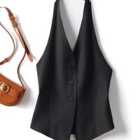 [Shop Hot Sale] Bộ đồ mùa hè Áo Vest Tính khí Phong cách mới 2025 Thiết kế Áo Vest mỏng vừa vặn cho nữ Áo ghi lê màu đen Áo không tay ngắn