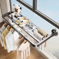 [Shop Hot sale] Giá phơi vô hình cốc hút Mây xanh ban công lưới phơi gấp ống lồng gia dụng trong nhà và ngoài trời giá tất thần thánh