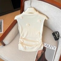 [Shop Hot Sale] Quần Áo Nữ Phong Cách Chanel Áo Vest Dệt Kim Hoa Ba Chiều Nữ Mùa Hè Phong Cách Mới Ôm Hơn Nhìn Không Tay Top 3.20 yn