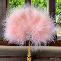 [Shop Hot sale] Quạt lông vũ cổ trang, phụ kiện Hán phục, quạt nhóm cầm tay, biểu diễn sân khấu, Nữ Thần khiêu vũ, đạo cụ chụp ảnh