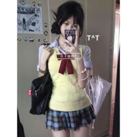 Shop jk Đồng Phục Phù Hợp Với Nữ Học Sinh Áo Vest Phong Cách Preppy Học Cung Cấp Cảm Giác Nhật Ký Mặc Top jk Đan Áo Len