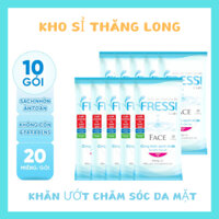 (Shop mới nhiều ưu đãi) Combo 10 gói khăn ướt chăm sóc da Fressi Care Face 20 miếng/gói