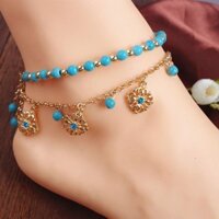 Shop Ngọc Ngọc Đính Hạt Hai Mảnh Vòng Chân Vòng Chân Vòng Tay Hình Giọt Kim Cương Đĩa Hoa Tua Rua Kết Hợp Nhiều Lớp Vòng Chân Vòng Chân Trang Sức