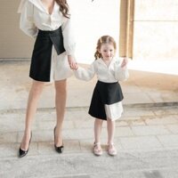 Shop Ngoc Trinh HCM - Set đầm mẹ và bé ( áo sơ mi kèm chân váy)- Sỉ set bé- Nhắn tin cho shop để chọn size Cam Kết Uy Tí