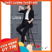 Shop Ngoc Trinh HCM -  Set Nguyên Bộ Áo Vest + Quần dài đính núi Màu Đen  Cam Kết Uy Tín