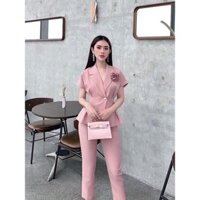 Shop Ngoc Trinh HCM -  Set Nguyên Bộ Vest Thời Trang Cao Cấp Màu Hồng Tặng Hoa Cài Ngực Siêu Xinh Xưởng May Giá Rẻ Nhất