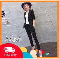 Shop Ngoc Trinh HCM - Shop Ngoc Trinh HCM -  Set Nguyên Bộ Áo Vest + Quần dài Màu Đen Cá Tính Siêu Hot Cam Kết Uy Tín Ca