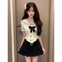 Shop Phong Cách Hàn Quốc Bầu Không Khí Cô Gái Ngọt Ngào Mặc Váy Phù Hợp Với Nhỏ Phù Hợp Với Bộ Đồ Hai Mảnh jk Đồng Phục Phong Cách Preppy Phù Hợp Với Váy