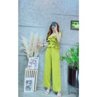 (SHOP TÁO ĐỎ BIGSIZE 50kg đến 90kg ) set quần ống rộng áo bèo nhún tầng