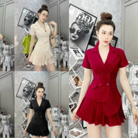 (SHOP TÁO ĐỎ BIGSIZE 50KG ĐẾN 90KG ) set vest chân váy xếp ly áo tà lệch