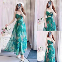 (SHOP TÁO ĐỎ BIGSIZE) set đầm đie biển, du lịch phối khoác len