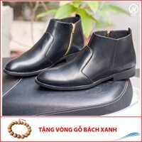 [Shop Uy Tín] Giày Chelsea Boot Nam Cổ Khóa Da Nhám Màu Đen Cực Chất - CB521-nhamkhoa(GB)- Kèm Vòng Gỗ Bách Xanh-sp2