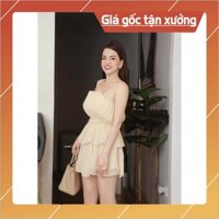 (Shop Uy Tín) Sét Dập Ly Áo 2 Dây + Chân Váy Tầng