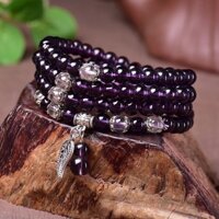 ✨Shop Vòng Tay Thạch Anh Tím 108 Cáo Quà Tặng Đa Vòng Đa Lớp Chuyển Phiên Bản Hàn Quốc Nữ 25.4.2 W1LP