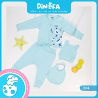 (SHOP XINH) [DINOFA] Set 4 Món Cho Trẻ Sơ Sinh, Họa Tiết Con Cò