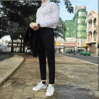 [shop yêu thích] SET SƠ MI VÀ QUẦN BAGGY ÂU ĐEN -UNISEX cao cấp