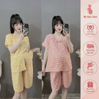 [SHOPEE VIDEO] Bộ quần áo lửng chất lanh đũi mặc bầu và sau sinh, áo kéo khóa ti, quần có chun chỉnh, mềm mại, thoải mái