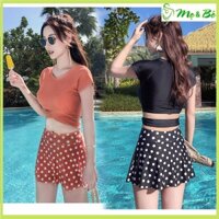 [Shopmebe] Bộ đồ bơi nữ bikini 2 mảnh váy chấm bi chất thun đẹp, bộ áo tắm chấm bi hàng mới