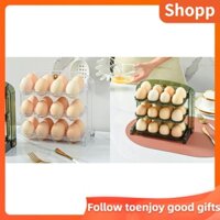 Shopp1 Foldable Egg Holder  3 Layers Space Saving 90 Degree Flip Storage Container for Home