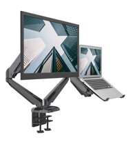SHOPPINGALL Fully Adjustable Dual Gas Spring 2 in 1 Monitor & Laptop OR Dual Monitors Mount Stand with 2 Arms for 15"-32" Monitors, Both De...