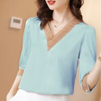 SHOPPRO - ÁO SƠ MI CÔNG SỞ NỮ KIỂU ÁO SƠ MI TAY LỠ CỐ PHỔI REN SANG TRỌNG 3A03 3A04 3A10 3A11 3A18 3A19