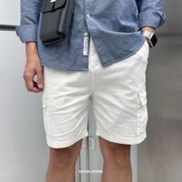 Short BT kaki túi hộp trơn - Trắng