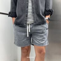 Short BT wash cạp chun - Ghi