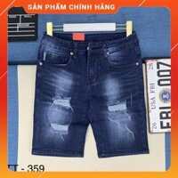 [Short jean rẻ] Quần short jean nam màu xanh đậm, chất 98% cotton, 2% spandex, không bay màu, không xù vải MSP TT359