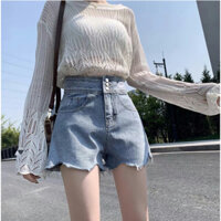 Short Jeans - Quần bò ngắn nữ 3 Cúc Cạp Cao tôn dáng size S, M - L cho nữ