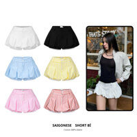 Short Ngắn Đùi Nữ Bí Phồng SAIGONESE Quần Giả Chân Váy Cạp Trễ Y2K Phối Ren Viền Nữ