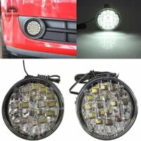 [Shpyht] 2 Đèn Sương Mù Ô Tô Tròn 12V 18LED Lái Xe DRL Chạy Ban Ngày Ánh Sáng Trắng Sáng Mới