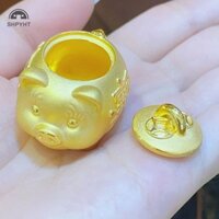 [Shpyht] Ngân hàng heo con vàng dễ thương, đồ trang trí bằng đồng thau, Hộp lưu trữ đậu vàng, có thể mở bờ heo con, Quà tặng lợn dễ thương dễ thương mới