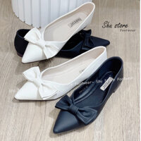 Shu Store | Giày búp bê đế bệt phối nơ da mềm mịn thời trang xinh xắn cho nữ
