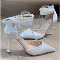 Shu Store | Giày cao gót ngọc tròn cột dây lụa thời trang đi tiệc cưới siêu sang cho nàng