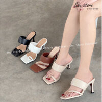 Shu Store | Guốc cao gót mũi vuông xỏ ngón cao 7cm thời trang đi tiệc sang trọng cho nữ