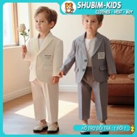 [Shubim Kids] -VT05- Bộ Vest bé trai biểu diễn - chụp ảnh thiết kế dễ thương Hàn Quốc (Tặng vòng cổ)