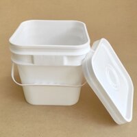 Shuotian 5 lít L kg xô nhựa vuông cấp thực phẩm 10 trắng thùng nhỏ kín có nắp dày