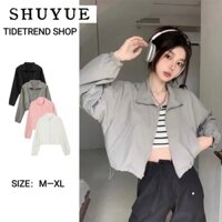 SHUYUE Áo khoác croptop gió dù nữ Áo khoác dù croptop nữ Chất lượng cao Thời trang trendy Phong cách WJK23A0O15 42Z231019