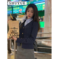 SHUYUE áo len cardigan áo khoác cardigan Casual Vintage Fashion Cổ điển WMY2490GZT 37Z240908