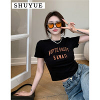 SHUYUE áo phông áo thun nữ croptop baby tee Thể thao Phong cách Stylish Đơn giản A29J05A 21Z240519